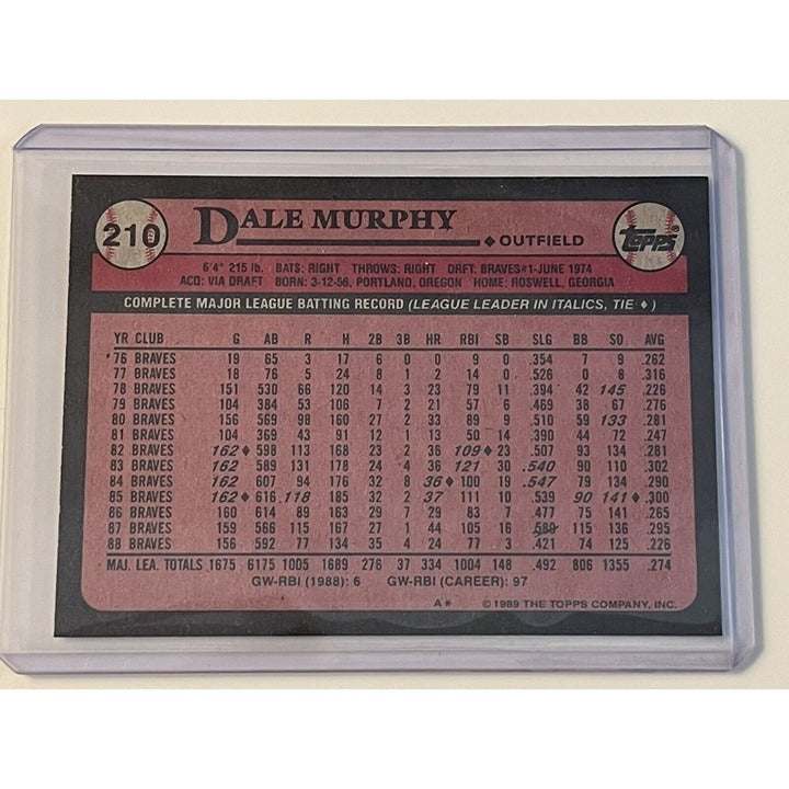 1989 Dale Murphy Atlanta Braves Topps Tiffany Glossy Parallel baseball card in protective case