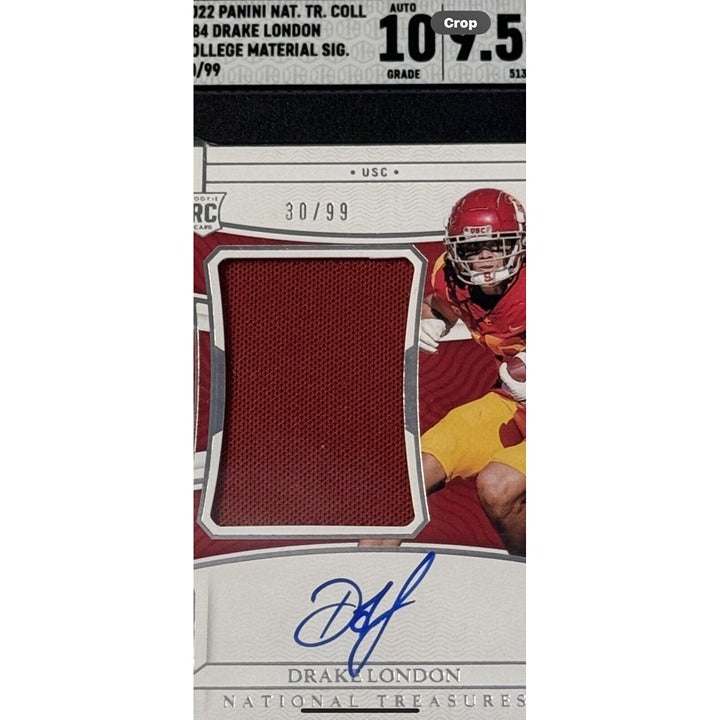 2022 Panini National Treasures Drake London rookie autograph card SGC 9.5 serial 30/99