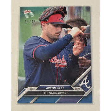 34/49* 2024 Topps Now Road to Opening Day Austin Riley Blue PARALLEL MLB Braves*