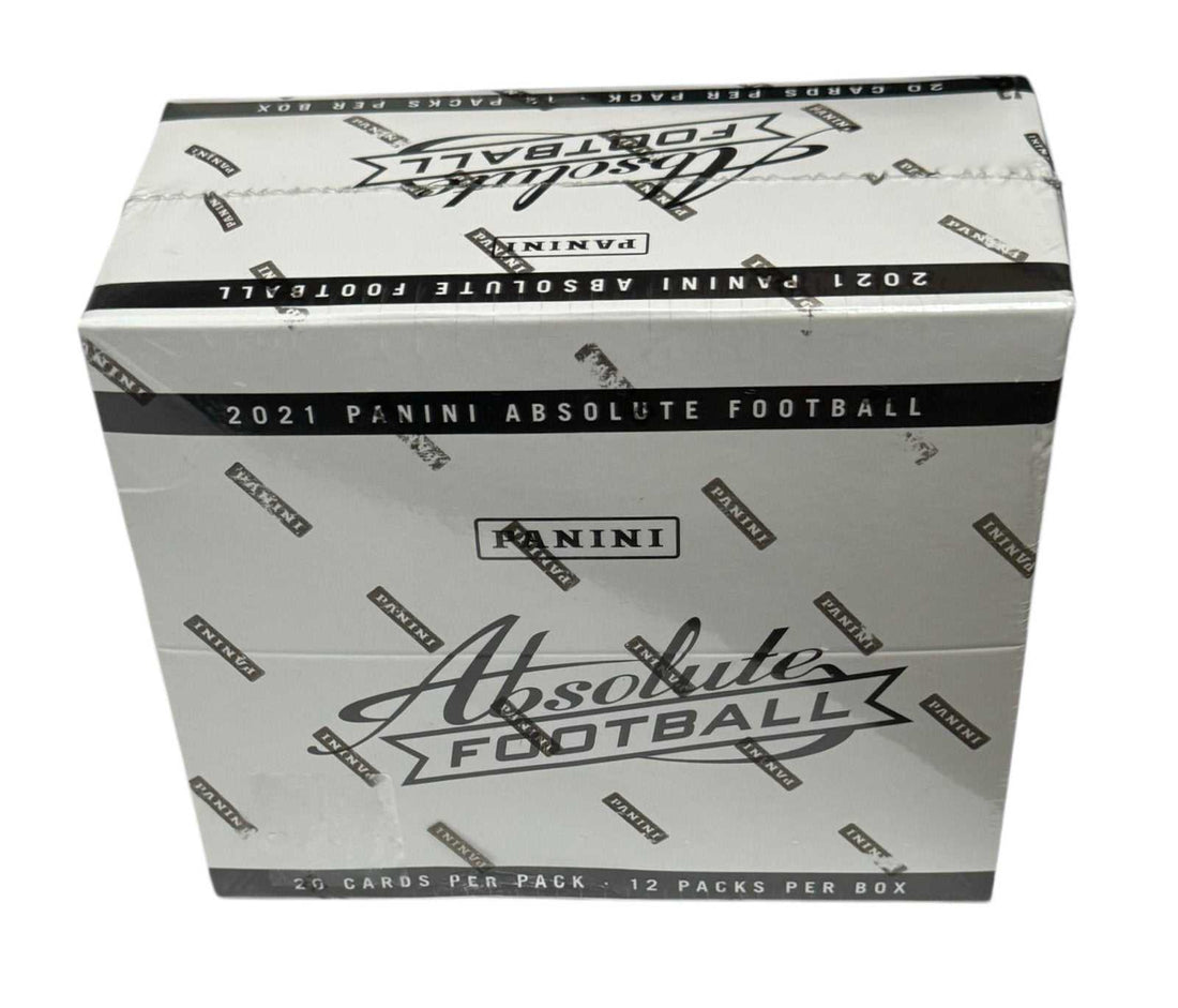 2021 Panini Absolute Football sealed retail box with 12 packs of NFL rookie cards