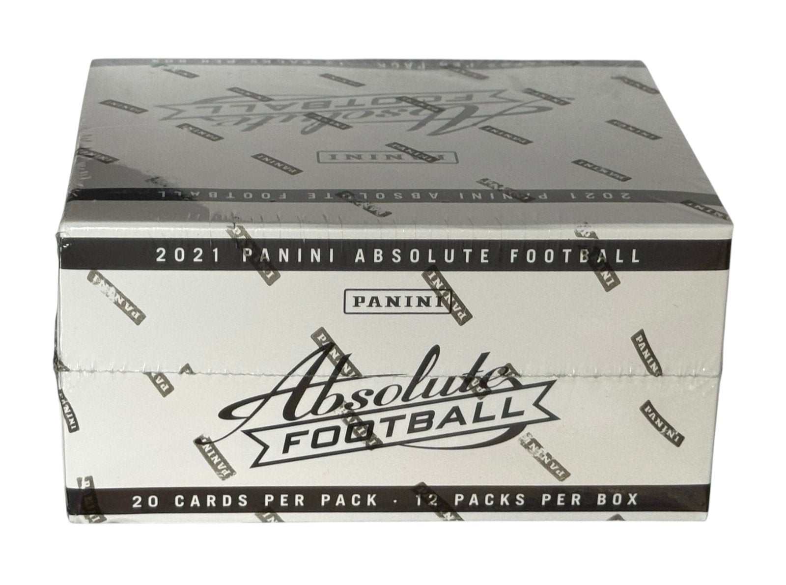 Sealed 2021 Panini Absolute Football retail box with 12 packs of NFL cards