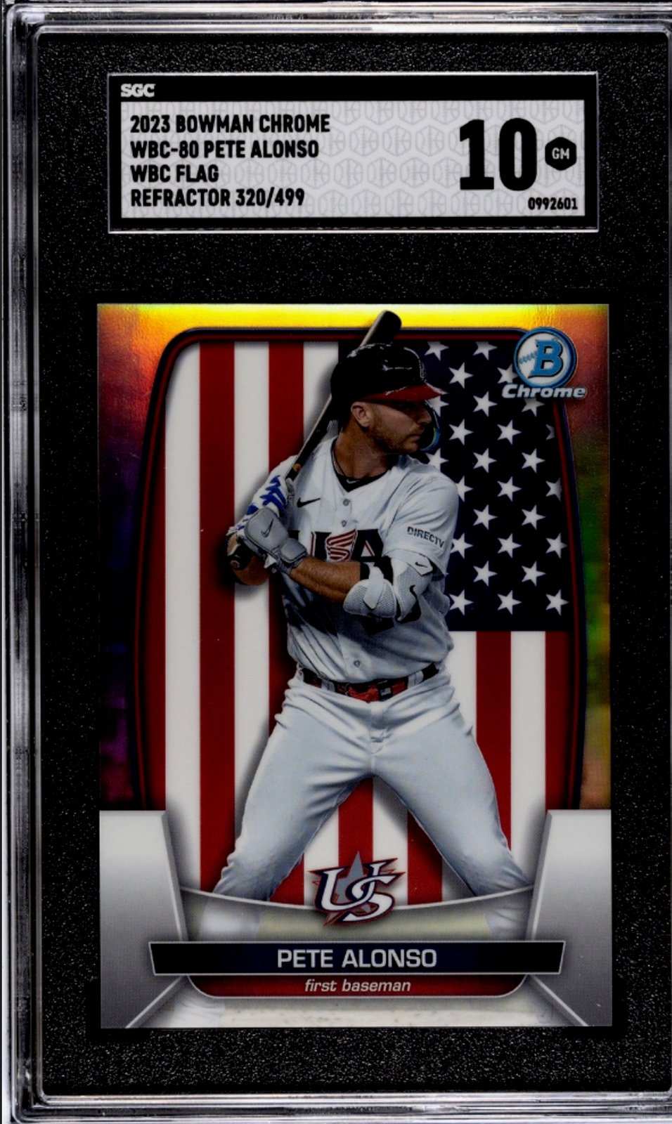 320/499 2023 Bowman Chrome Pete Alonso WBC Flag Refractor baseball card SGC 10 grade