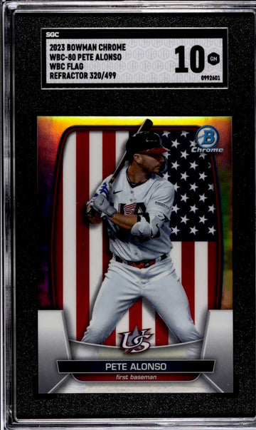 320/499 2023 Bowman Chrome Pete Alonso WBC Flag Refractor baseball card SGC 10 grade