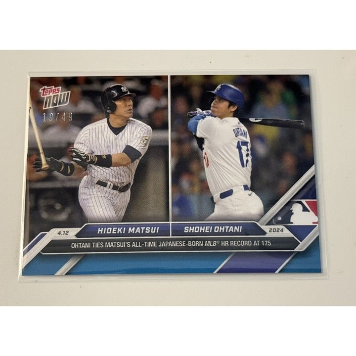 19/49* Hideki Matsui/Shohei Ohtani 2024 MLB TOPPS NOW #70 - Ties Matsui Most HR*