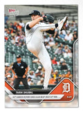 2025 MLB Topps Now Tarik Skubal Detroit Tigers baseball card pitching action