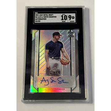 2021 Leaf Metal Draft Silver AJ Smith-Shawver* RC Auto MLB Braves #BA-AJS SGC 9*