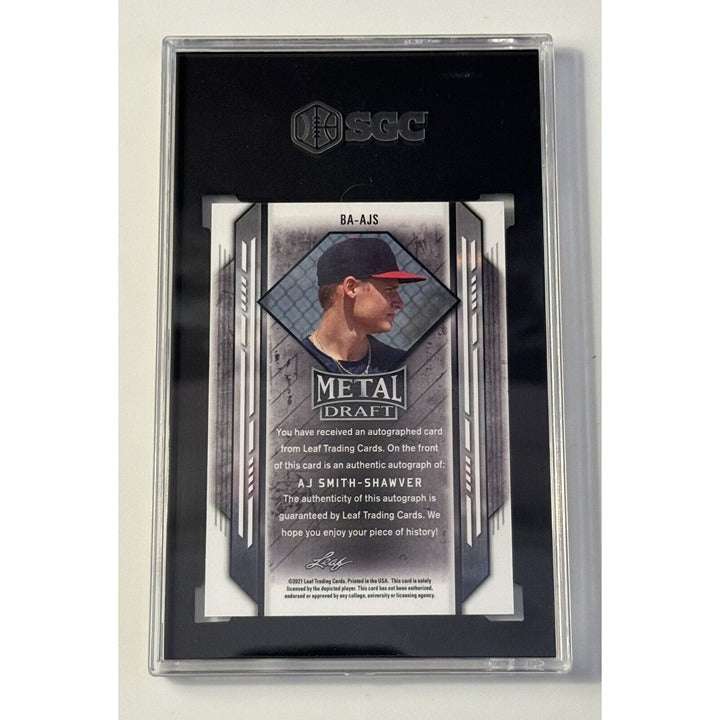 2021 Leaf Metal Draft AJ Smith-Shawver autographed silver rookie card graded SGC 9