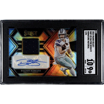 2022 Panini Select Football Dalton Schultz 7/99 Sig. Mat. #SMP-DS Cowboys SGC 9*