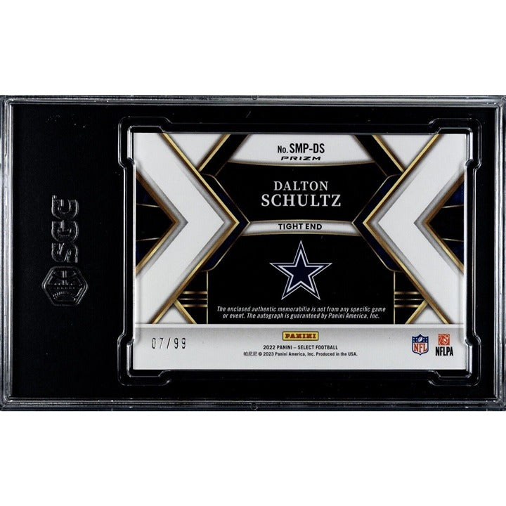 2022 Panini Select Football Dalton Schultz 7/99 Sig. Mat. #SMP-DS Cowboys SGC 9*