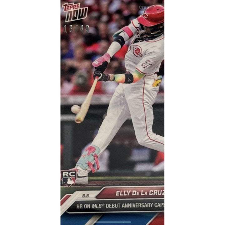 13/49 Elly De La Cruz 2024 MLB Topps Now rookie card with low pop 5303, Pittsburgh Reds baseball trading card