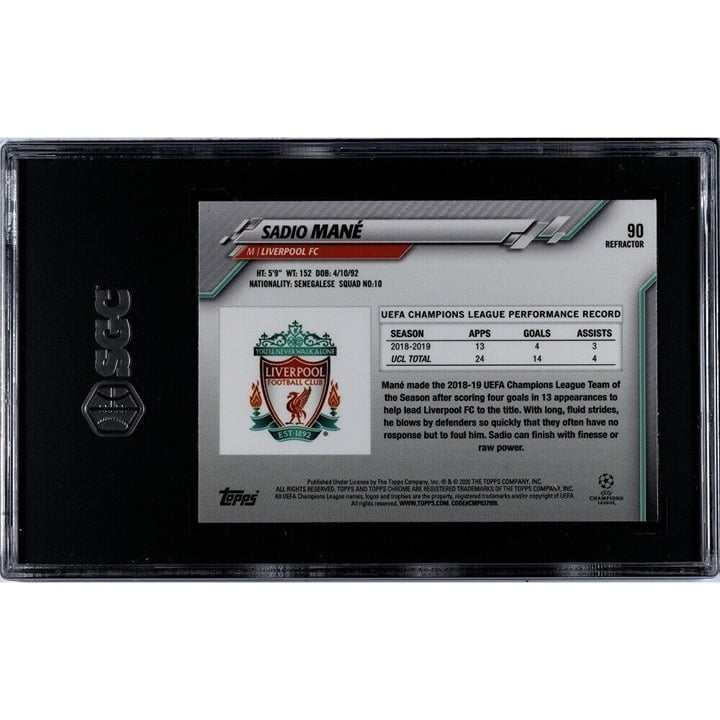 2019 Topps Chrome Sadio Mane UCL Sapphire Edition Refractor Card graded SGC 10