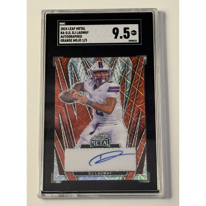 1/3 DJ Lagway RC* Auto 2024 LEAF Metal FOOTBALL BADJL ORANGE MOJO GATORS SGC 9.5