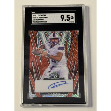 1/3 DJ Lagway RC* Auto 2024 LEAF Metal FOOTBALL BADJL ORANGE MOJO GATORS SGC 9.5