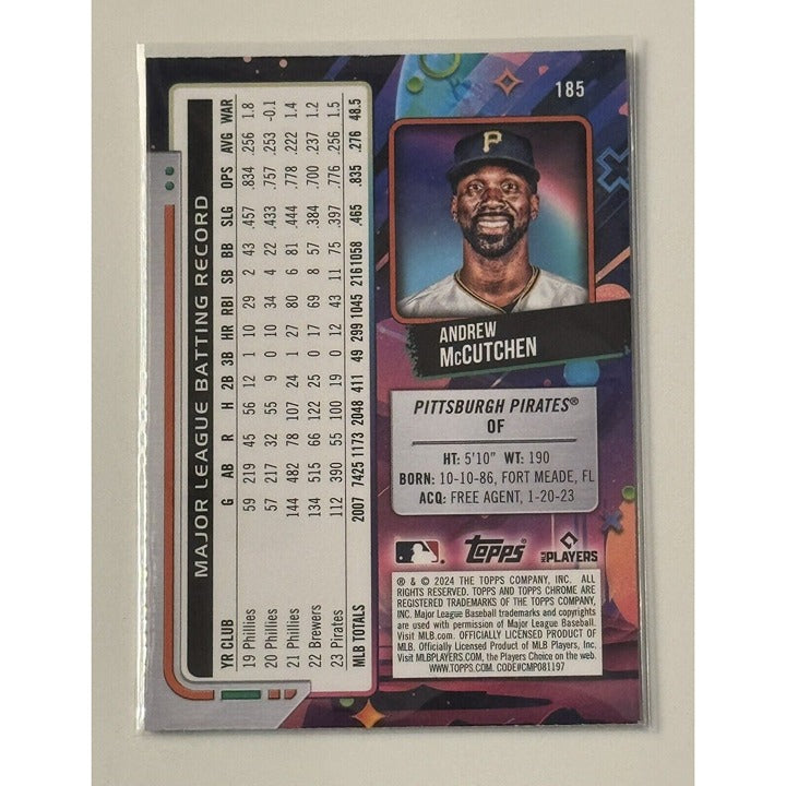 ANDREW McCUTCHEN* 2024 Topps Chrome Cosmic Nucleus - Refractor Pirates Card #185