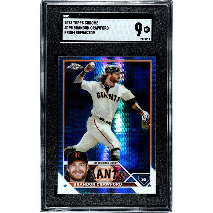 2023 Topps Chrome Brandon Crawford  - Prism Refractor #195 MLB SF Giants - SGC 9