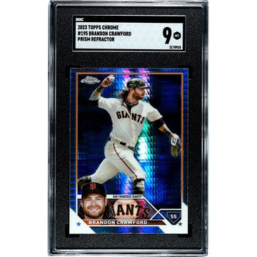 2023 Topps Chrome Brandon Crawford  - Prism Refractor #195 MLB SF Giants - SGC 9