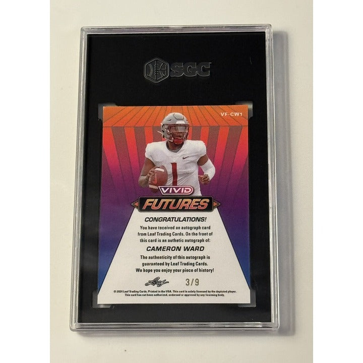 3/9 2024 Leaf Vivid Cameron Ward RC* Auto Futures Gray Mojo Rookie #VF-CW1 SGC 9