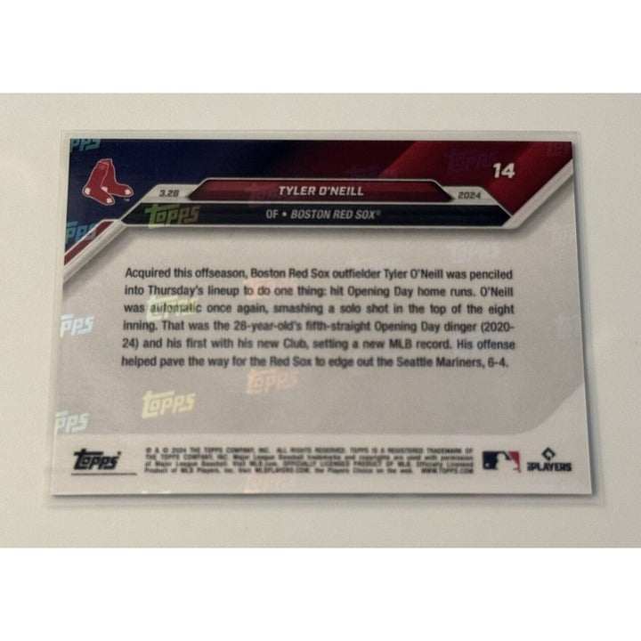 Tyler O’Neill RC 6/10 Boston Red Sox Topps NOW 2024 Opening Day home run baseball card
