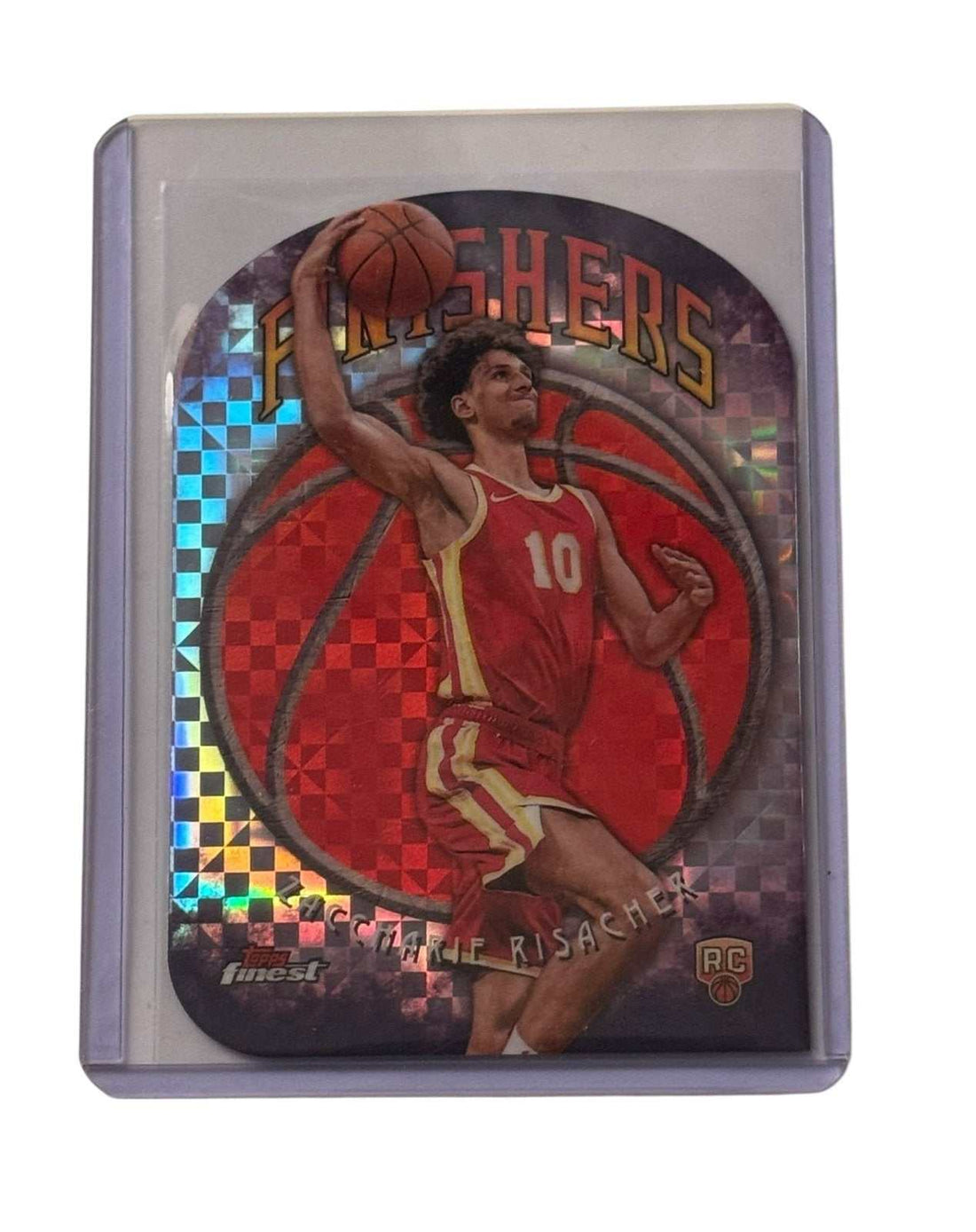 Zaccharie Risacher 2024 25 Topps Finest Finishers NBA rookie card F9 Atlanta Hawks holographic insert