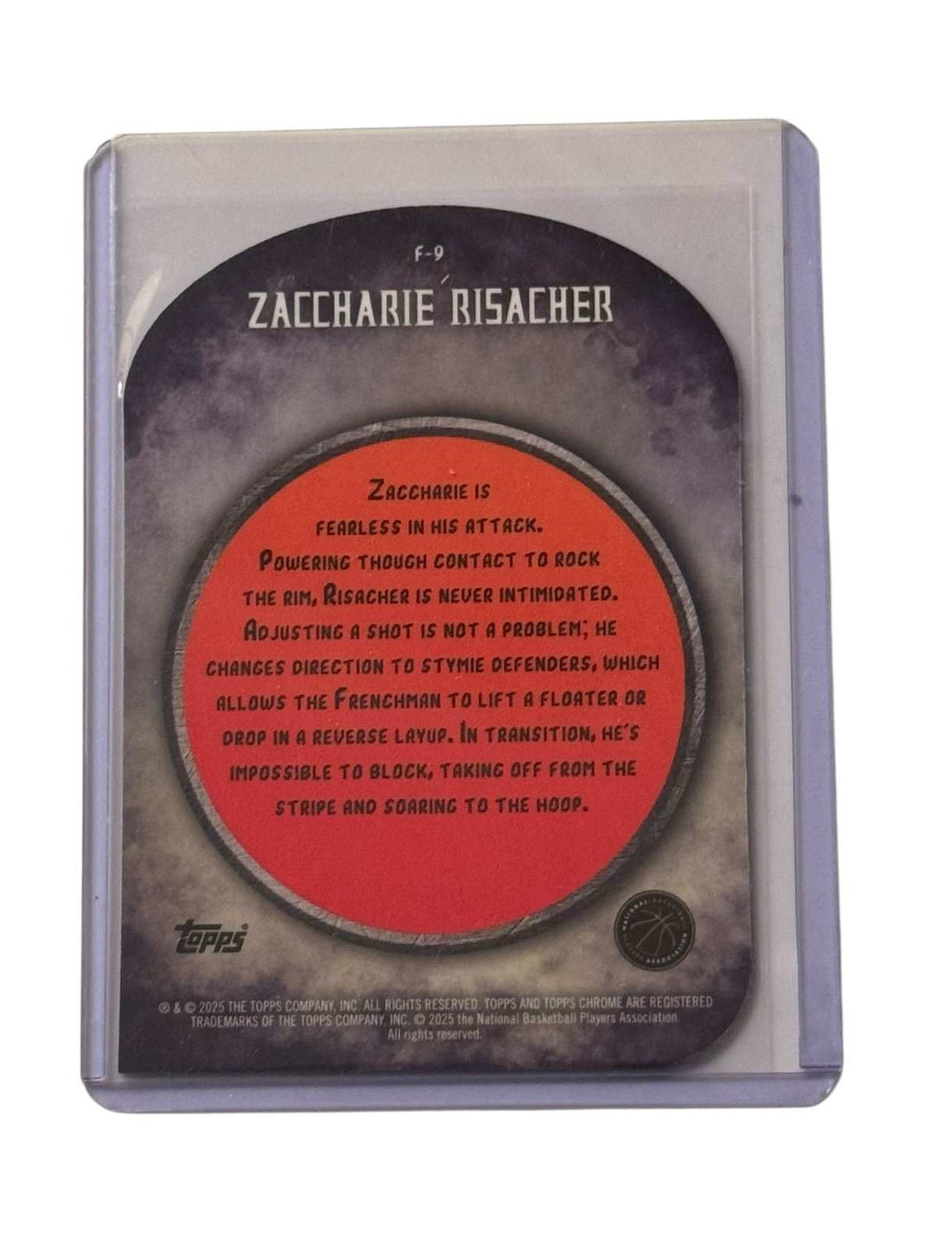 Zaccharie Risacher 2024 25 Topps Finest Finishers NBA rookie card F9 Atlanta Hawks holographic insert