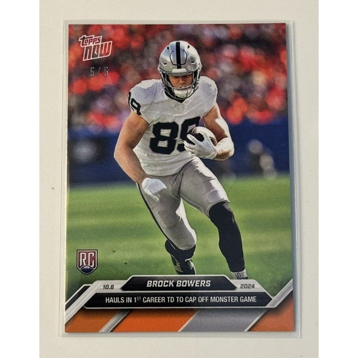 5/5! Brock Bowers RC* 2024 Topps Now ROOKIE CARD SP Las Vegas Raiders Uniform #7