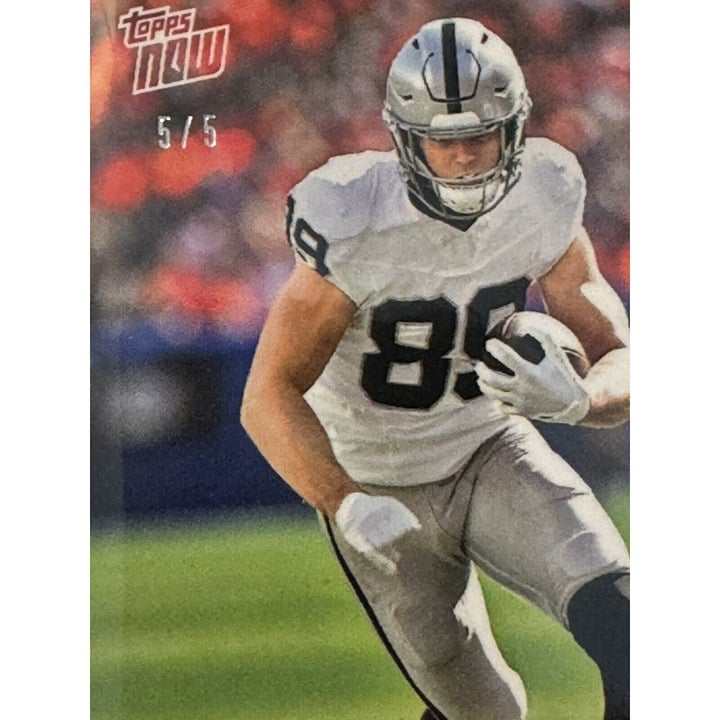 2024 Topps Now Brock Bowers RC football trading card in Las Vegas Raiders uniform #7 limited edition