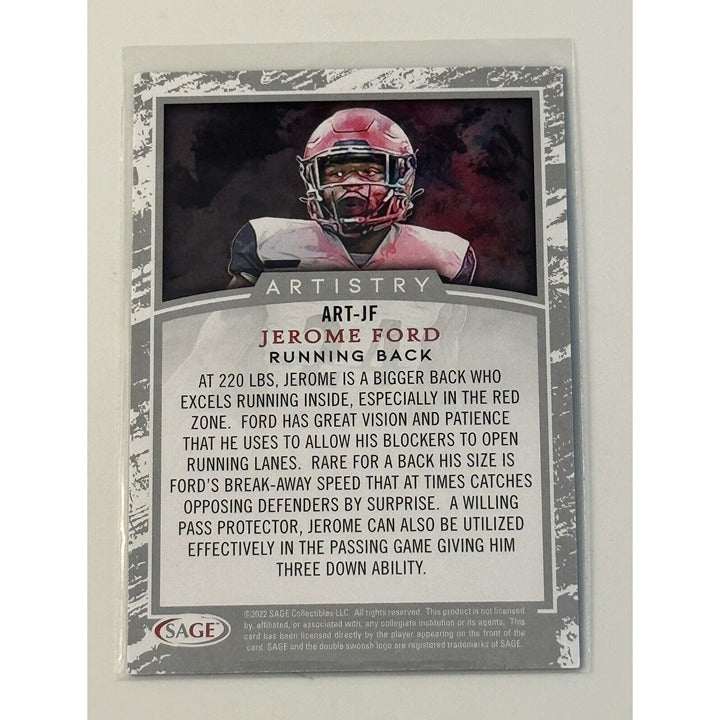 2022 SAGE Artistry Jerome Ford Rookie Black Parallel football trading card Cleveland Browns Cincinnati