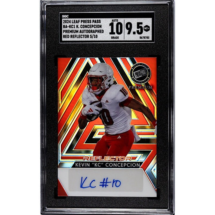 5/10 Kevin KC Concepcion RC Auto 2024 Leaf Press Pass Red #BA-KC1 -NC St SGC 9.5