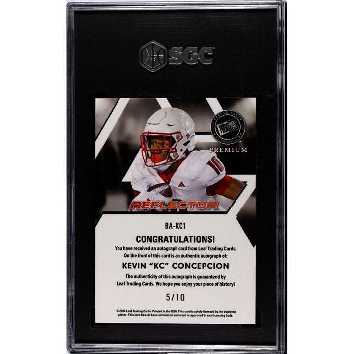 2024 Kevin KC Concepcion Leaf Press Pass autographed rookie card graded 9.5 with red reflector parallel