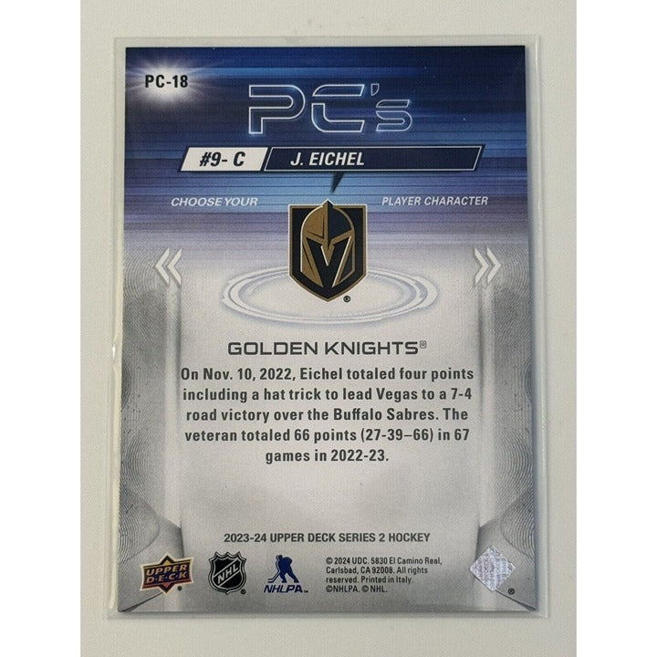J. Eichel 2023-24 Upper Deck Hockey Refractor PC’s Card PC-18 NHL Golden Knights
