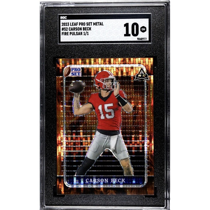 1/1* Carson Beck 2023 LEAF PRO SET METAL ROOKIE FIRE PULSAR UGA Bulldogs SGC 10*
