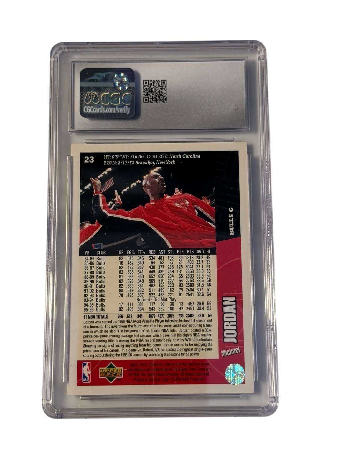 1996-97 Collectors Choice Michael Jordan #23 CGC 9 Mint card in new slab
