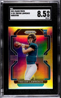 2021 PANINI PRIZM Trevor Lawrence RC Variation graded 8.5 by SGC showcasing Jacksonville Jaguars quarterback in holographic card design