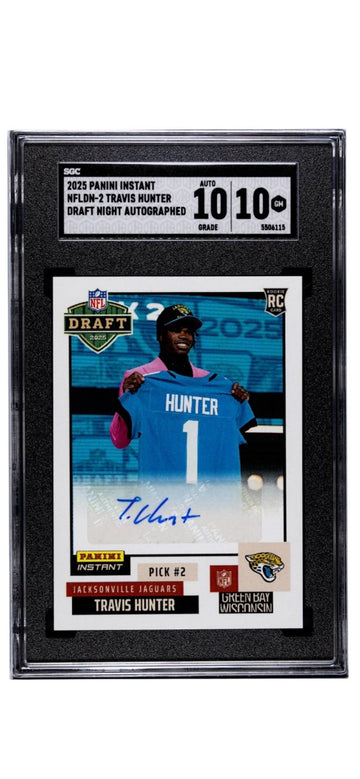 Travis Hunter RC Auto 2025 Panini Instant Draft Night NFLDN‑2 NFL Jaguars SGC 10