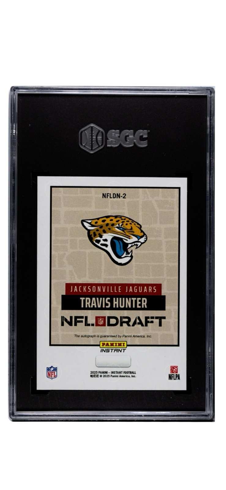 2025 Travis Hunter RC Panini Instant Draft Night NFL Jaguars autograph card graded SGC 10 Gem Mint