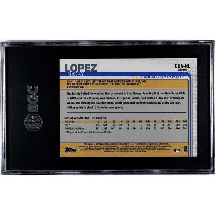 2019 Topps Chrome Update Nicky Lopez autographed rookie refractor baseball card graded 10 in protective case