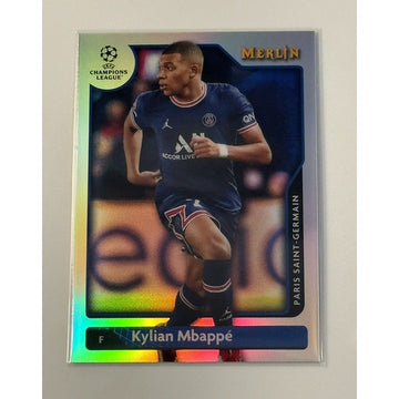 2021-22 Topps Merlin Kylian Mbappé UEFA Chrome Refractor Futbol Card 100 Germain