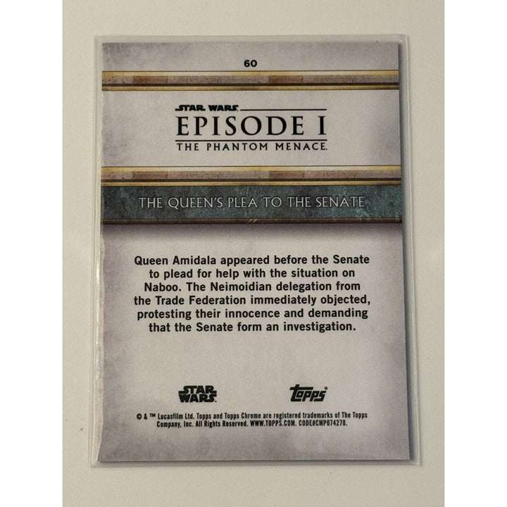 2024 Topps Chrome Blue Sapphire Star Wars Queen Amidala Phantom Menace trading card