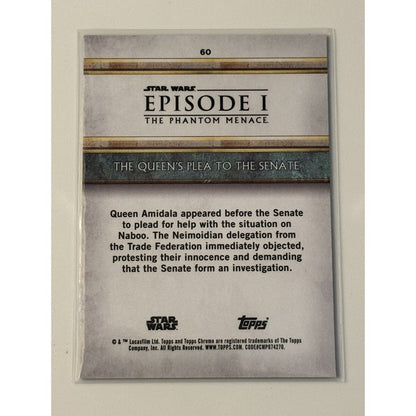 2024 Topps Chrome Blue Sapphire Star Wars Phantom Menace - Queen Amidala Card 60