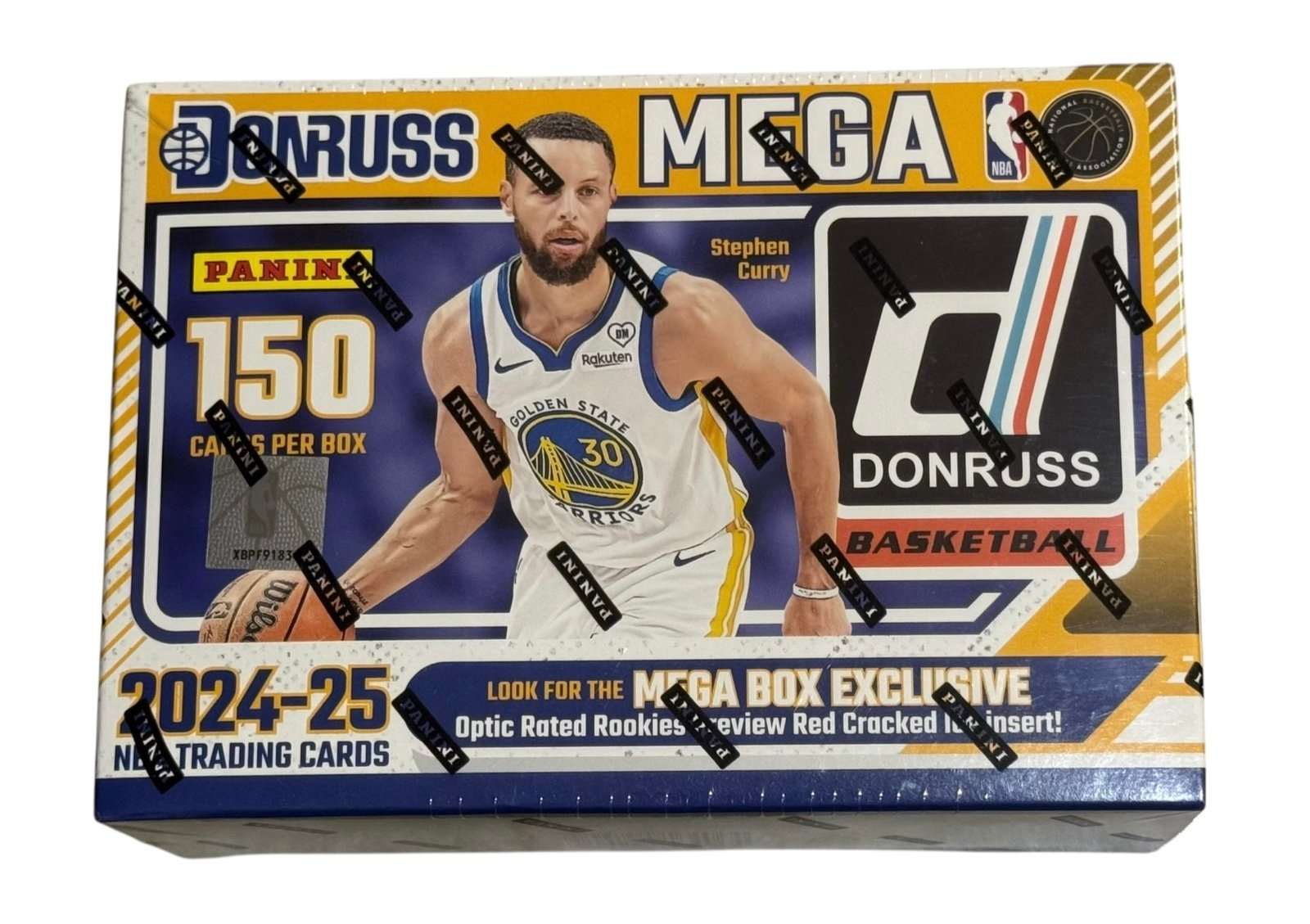 Sealed 2024 25 Donruss NBA Mega Box basketball trading cards with Stephen Curry cover
