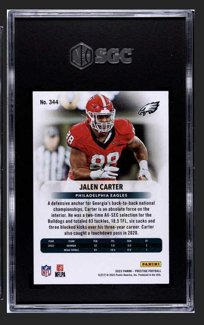 2023 Prestige Football Jalen Carter RC UGA/NFL Eagles Rookie #34 LOW POP - SGC 9