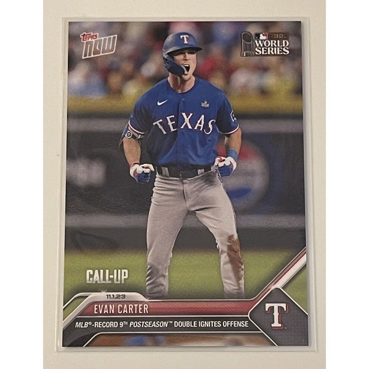2023 MLB Topps Now Evan Carter CALL-UP Texas Rangers #1073 - World Series Champs
