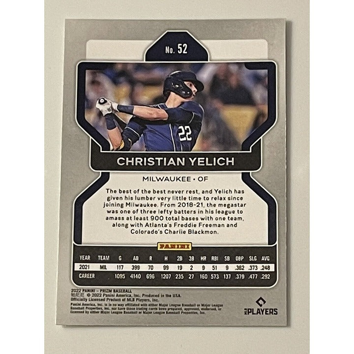 2022 Prizm Baseball -CHRISTIAN YELICH- Prizm Card #52 MLB Milwaukee Brewers