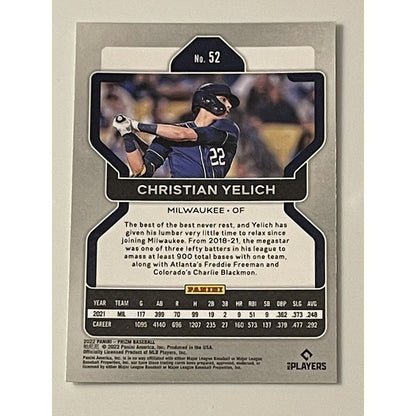2022 Prizm Baseball -CHRISTIAN YELICH- Prizm Card #52 MLB Milwaukee Brewers