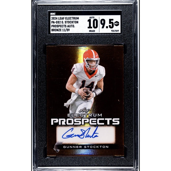 11/59 Gunner Stockton RC* Auto Leaf Electrum Prospects NCAA UGA BullDogs SGC 9.5