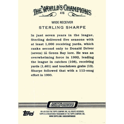2023 Topps Composite Sterling Sharpe* - NFL Green Bay Packers Football Card #406