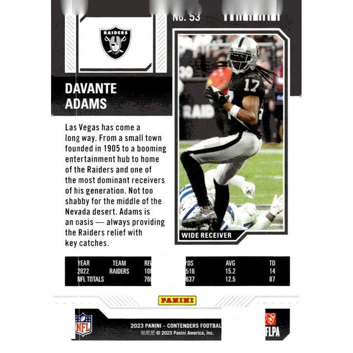 2023 Panini Contenders #53 - Davante Adams Season Ticket Retail - NFL LV Raiders