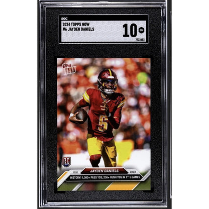 Jayden Daniels RC* NFL Commanders 2024 TOPPS NOW Rookie Football Card 6 - SGC 10