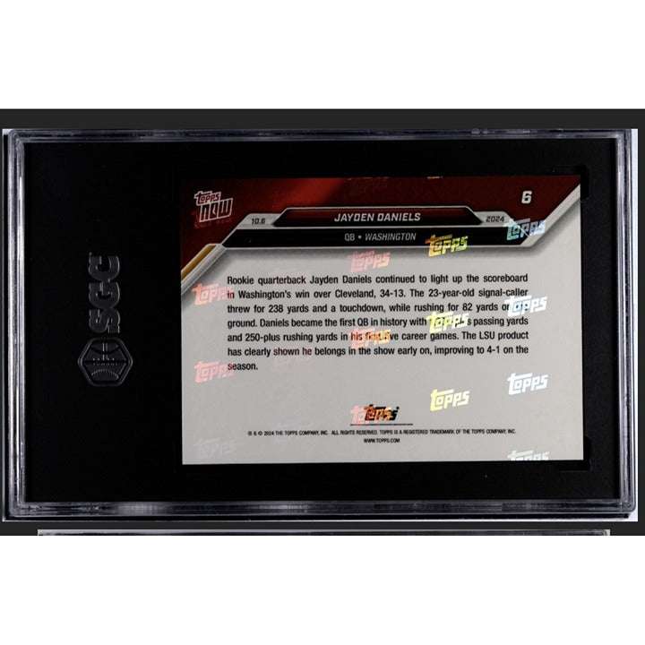 Jayden Daniels RC NFL Commanders 2024 TOPPS NOW Rookie Football Card graded SGC 10 in protective case