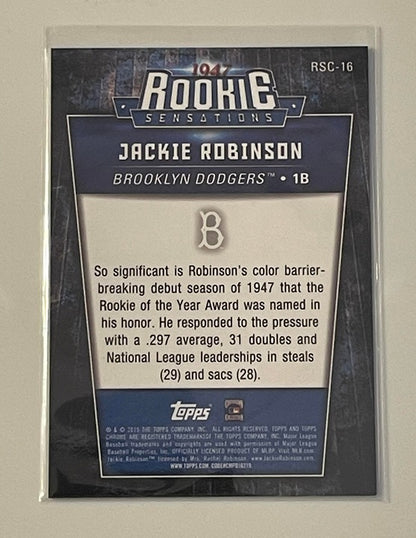 2015 Topps Chrome Update trading card features the iconic Jackie Robinson RSC-16